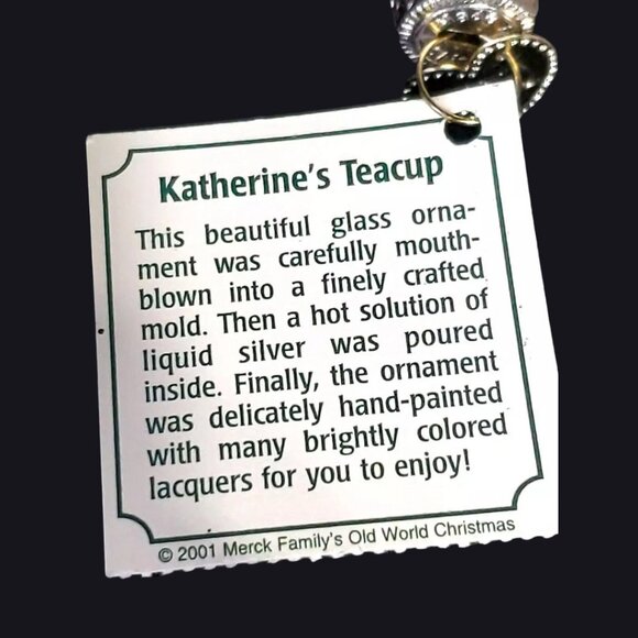 Old World Christmas OWC Blown Glass Katherine's Teapot and Teacup Set with Tags - Picture 9 of 16